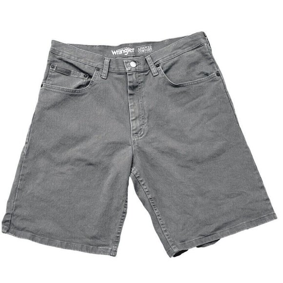 Wrangler Other - Wrangler Advanced Comfort Stretch Denim Shorts Flat Front Grey Men's Size 34